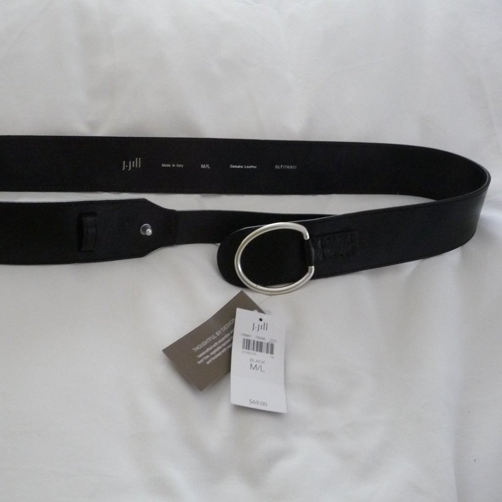 NWT J JILL BLACK ITALIAN LEATHER EQUESTRIAN BELT – SIZE M/L